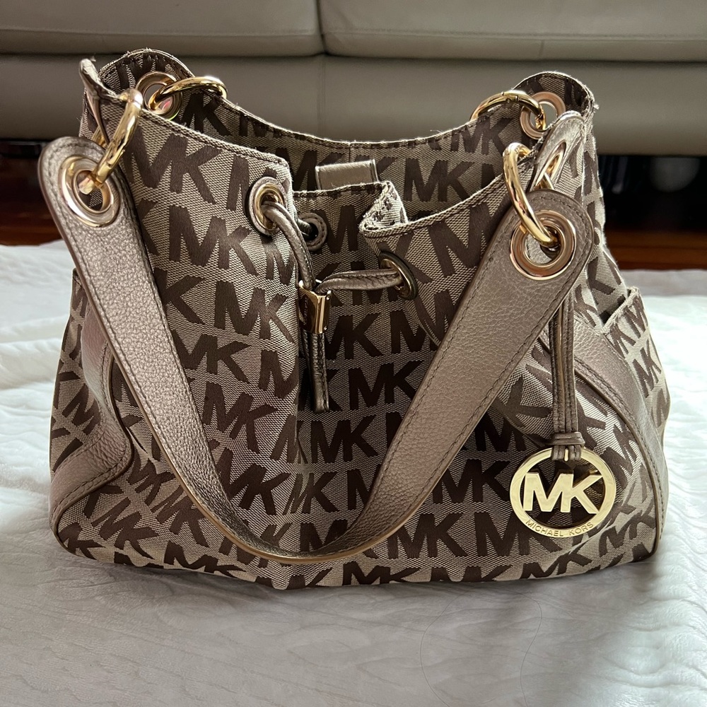 Michael Kors Tan & Gold large purse